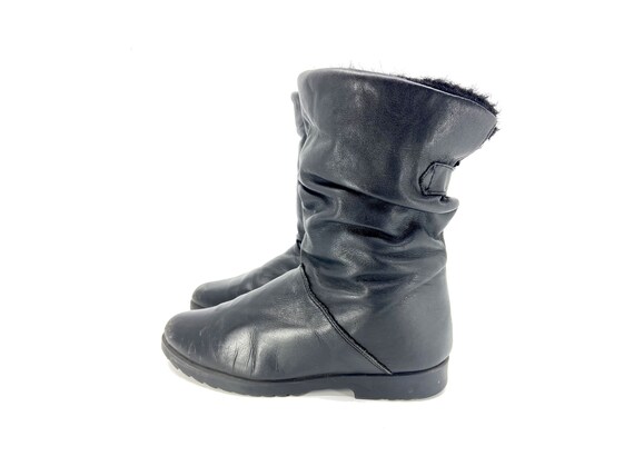 Size 6.5 Black Leather Winter Boots // Black Leat… - image 2