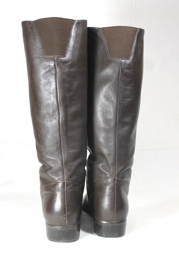 Size 7 Dark Brown Tall Leather Boots // Tall Brow… - image 5