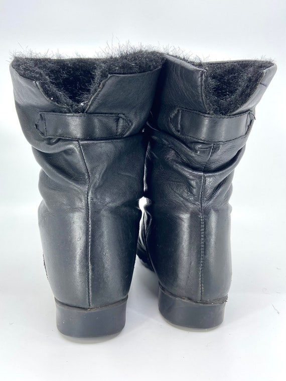 Size 6.5 Black Leather Winter Boots // Black Leat… - image 7