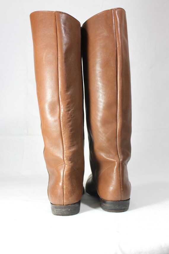 Size 7 Tall Brown Leather Boots - Lace Up at Ankl… - image 9