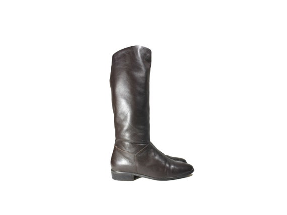 Size 7 Dark Brown Tall Leather Boots // Tall Brow… - image 2
