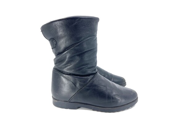 Size 6.5 Black Leather Winter Boots // Black Leat… - image 4