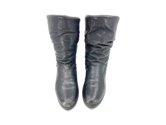Size 6.5 Black Leather Winter Boots // Black Leat… - image 3