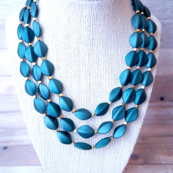 Stunning Peacock Blue Statement Necklace