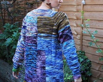 Handmade knitted tie-dyed Merino wool unisex sweater