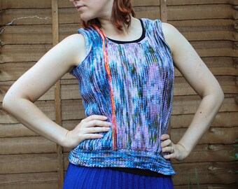 Handmade knitted Merino wool tie-dyed Batik vest