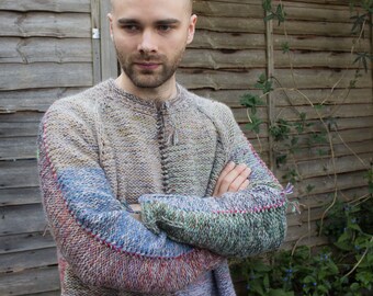 Handmade natural wool oversized sweater for men