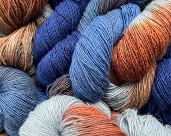 Hellblau, tiefblau und orangefarbenes Garn-Strickset, 800g neuseeländische Schafwolle zum Stricken