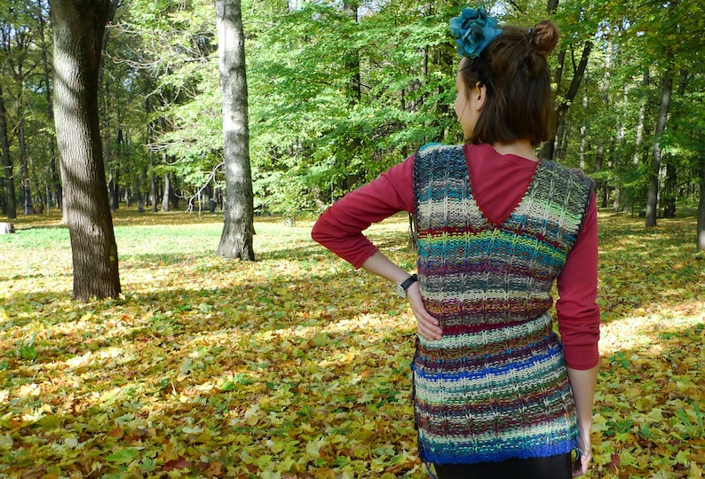 Handmade striped wool sweater vest sweater without sleeves