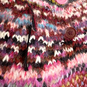 Handmade knitted Icelandic style Fair Isle pink and blue Merino wool and KidMohair sweater image 9