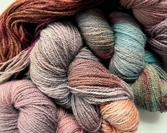 490 g Pastellrosa, Grau und Hellblaues Garn Strickset, Neuseeländische Schafwolle zum Stricken eines Pullovers