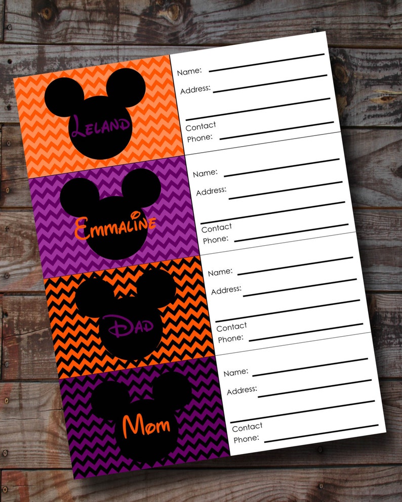 Tailored HALLOWEEN Disney Mouse Bags Tags Electronic PRINTABLE Chevron models Fixed of 4 photograph relating to Disney Luggage Tags Printable titled Custom made HALLOWEEN Disney Mouse Bags Tags Electronic PRINTABLE Chevron styles Preset of 4