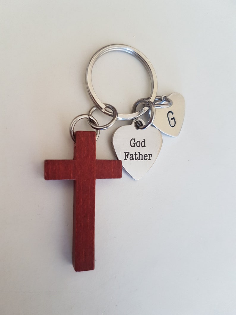 Godfather Keychain With Cross Godparent Baptism