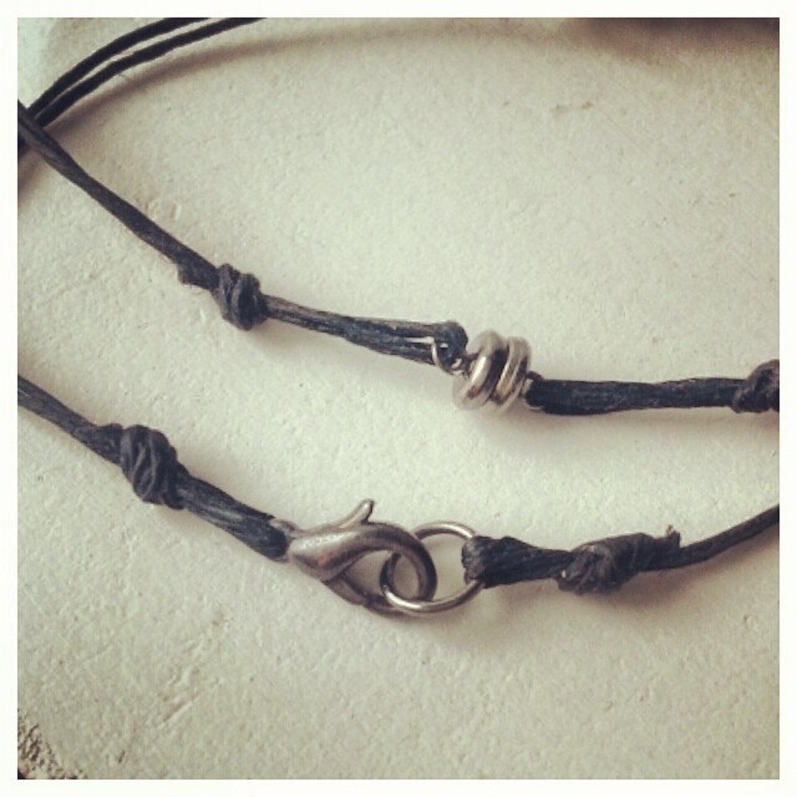Anchor Cord Bracelet Men's Bracelet With a JET BLACK Etsy