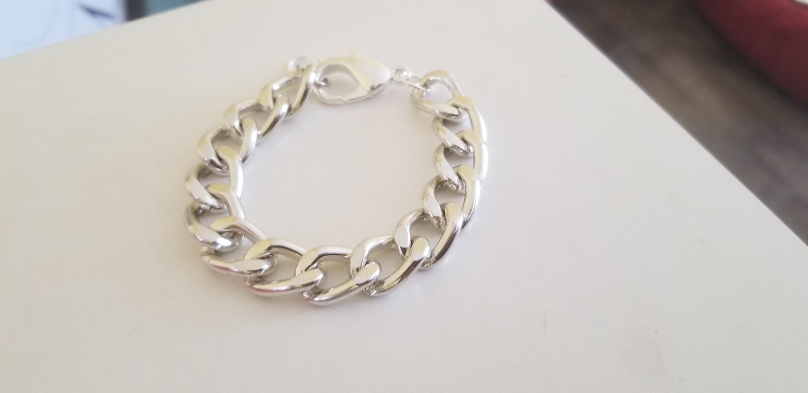 SILVER Chain Bracelet chunky MEDIUM Chain Link Bracelet Etsy