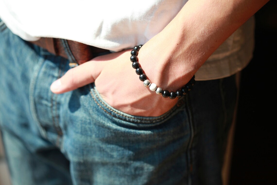 RETRO Mens Wood Bracelet Mens Bracelet Retro Beaded Men Etsy