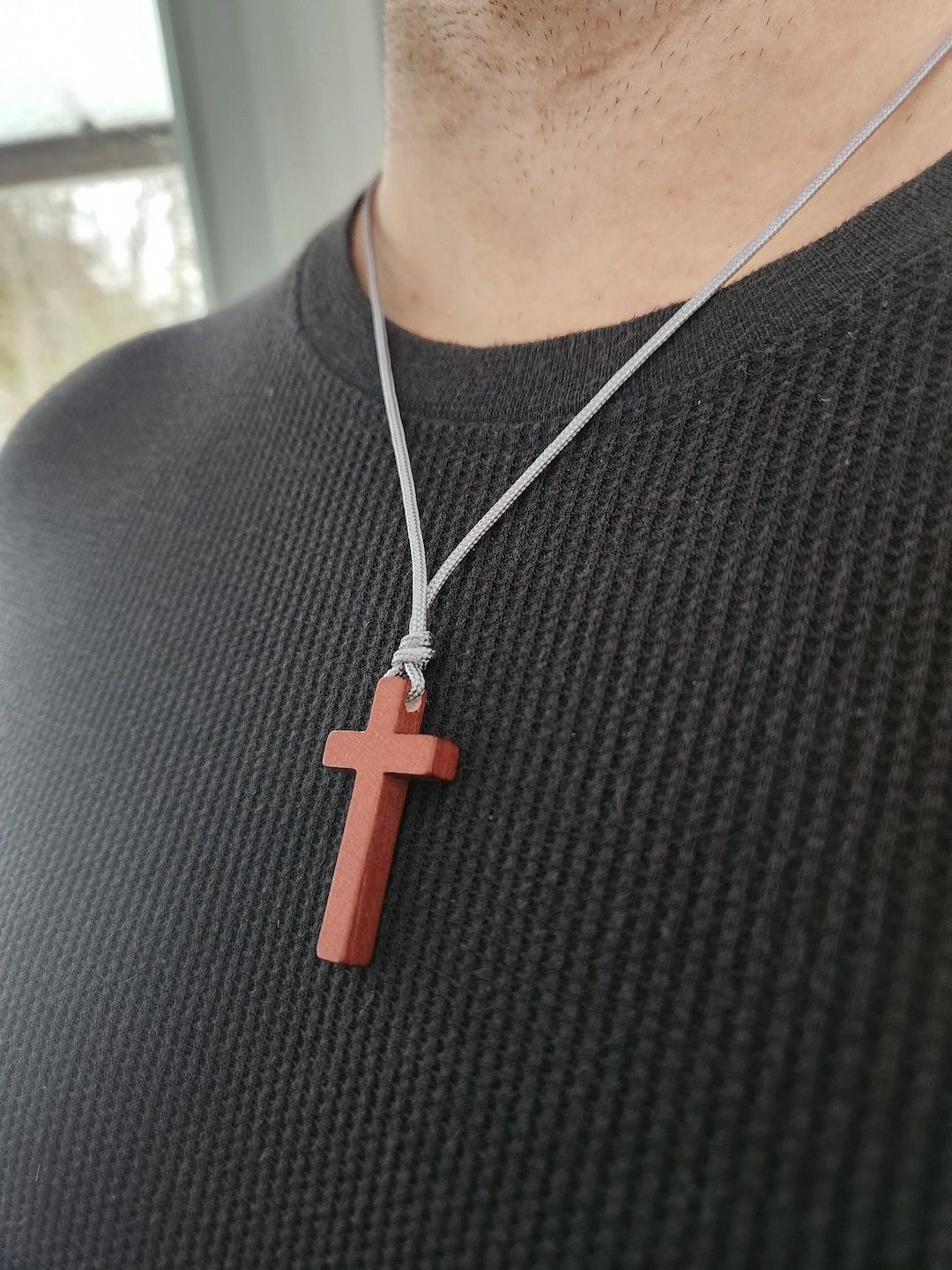 Mens Wood Cross Mens Necklace Wood Cross Stunning Wood Etsy