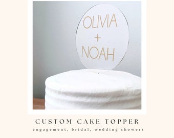 custom cake topper | acrylic cake topper | engagement party cake topper | bridal shower cake topper