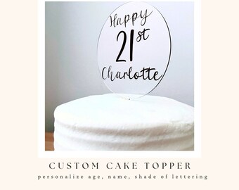 custom cake topper | acrylic cake topper | birthday cake topper | 21st birthday cake topper