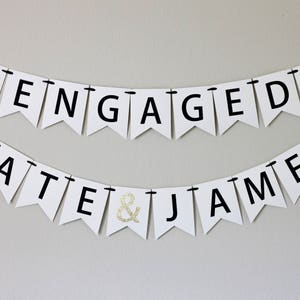 engagement party decorations bridal shower banner personalized engagement decorations engagement banner Engaged name banner set image 2