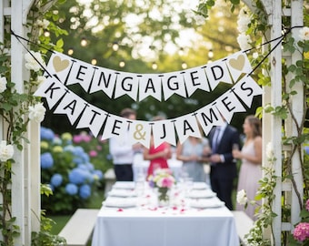 Personalized Engagement Banner – Bridal Shower Decor, Custom Name Banner