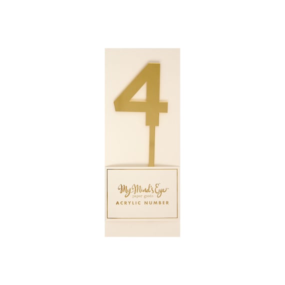 Gold Number Four Cake Topper 4th Birthday Cake Topper - Etsy
