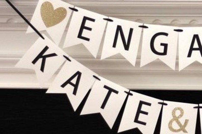 engagement party decorations bridal shower banner personalized engagement decorations engagement banner Engaged name banner set image 2