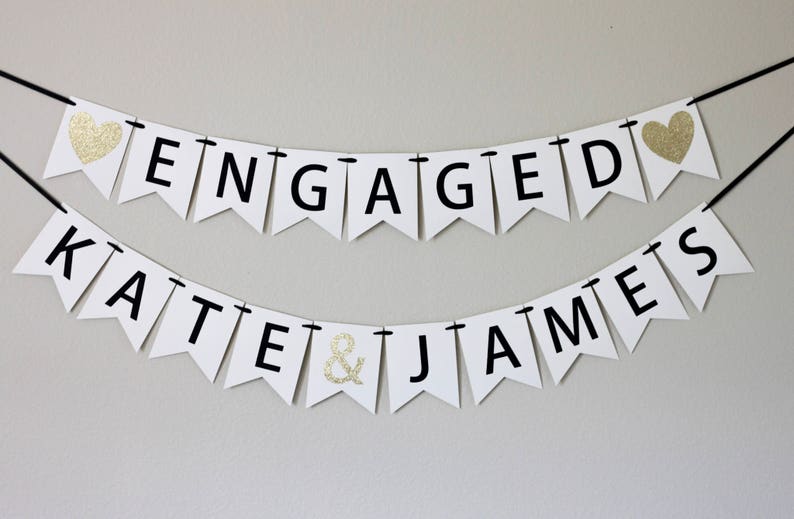 engagement party decorations bridal shower banner personalized engagement decorations engagement banner Engaged name banner set image 2