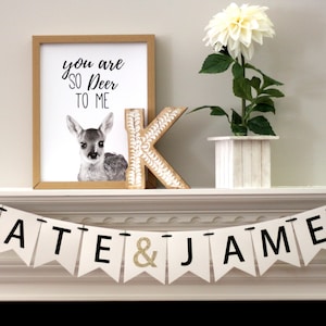 glitter gold engagement party decorations - bridal shower banner - personalized engagement decorations - engagement banner - name banner