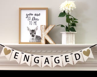 engagement party decorations - gold engagement banner - engagement banner - Engaged