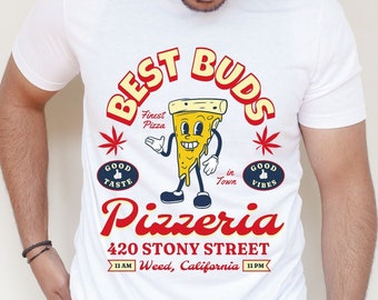 Funny Weed Shirt Unisex Best Buds Gift Pizza Lover Gift Retro Stoner Gift for Her Cute 420 Shirt Retro Cannabis Munchies Kawaii Plus Size