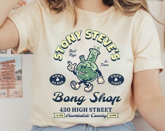 Funny Weed Shirt Unisex Stoney Steve's Cute Weed Shirt Stoner Gift for Her Retro 420 Shirt Vintage Cannabis Accessories Kawaii Plus Size