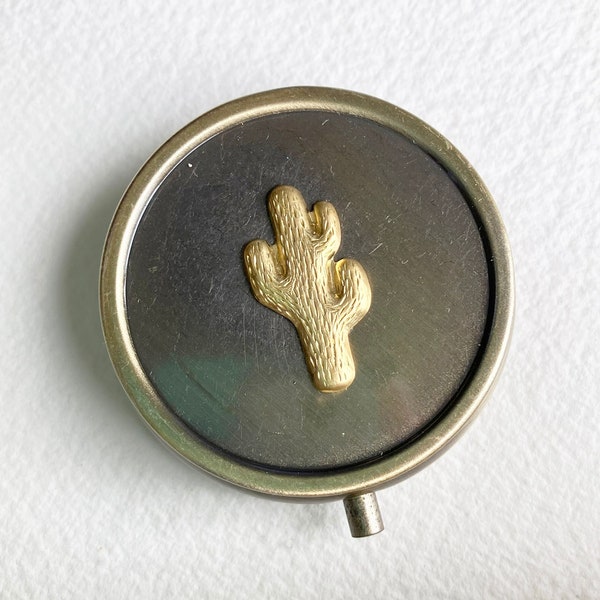 Cactus Pill Box Gold Bronze Country Western Pillbox Women Boho Vintage Pill Case Cowgirl Bachelorette Gift Weed Container Pill Holder