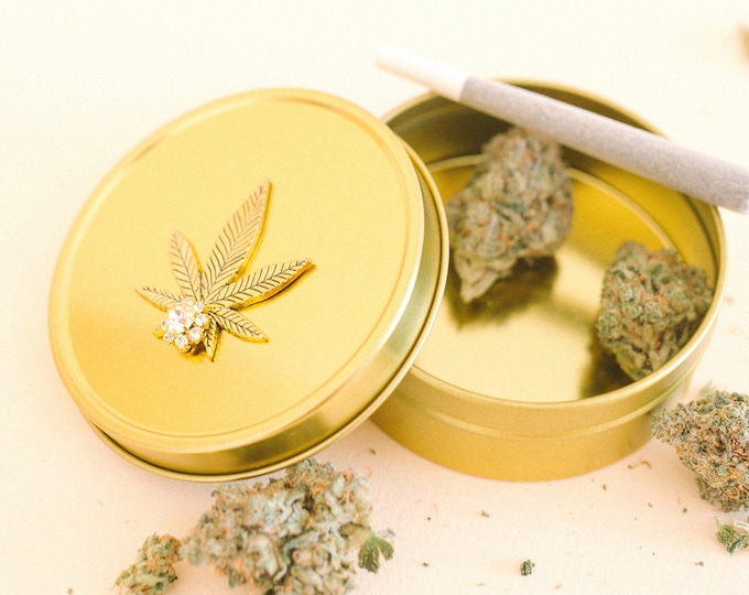 GOLD Stash Tin Weed Tin Storage Tintin Etsy