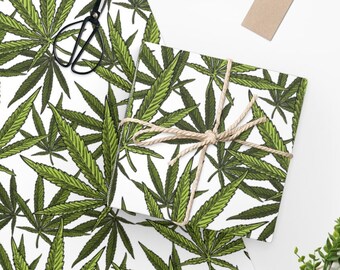 Weed Gift Wrap - Vintage Style Pot Leaf - Wrapping Paper - Unique Christmas Stoner Gift Wrap, Retro Cute Holiday Gift, Marijuana 420