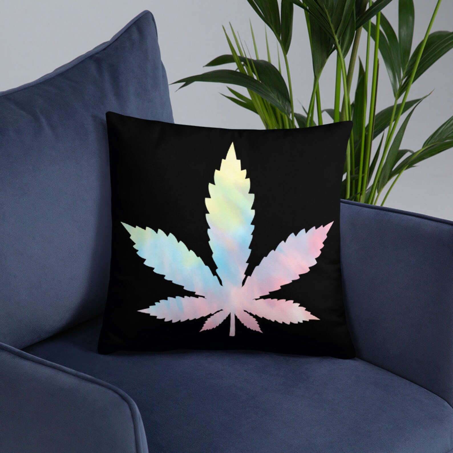 Weed Throw Pillow Tie Dye Rainbow Leaf 18x18 22x22 Etsy