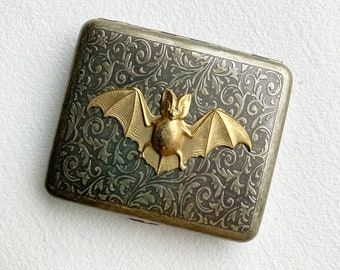 Metal Cigarette Case BAT Gold Joint Case Bronze Cigarette Holder Goth Gifts for Her Weed Gift for Her Business Card Case Vintage Cannabis