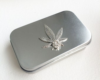 SLIGHT SECOND Joint Case - Silver Rhinestone Stash Tin - weed tin, 420 marijuana gift, weed wedding, stoner gift, cannabis weed lover gift