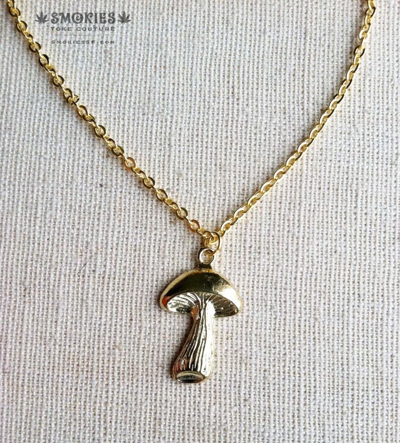 Mushroom Necklace 14k gold drugs necklace mushroom jewelry | Etsy