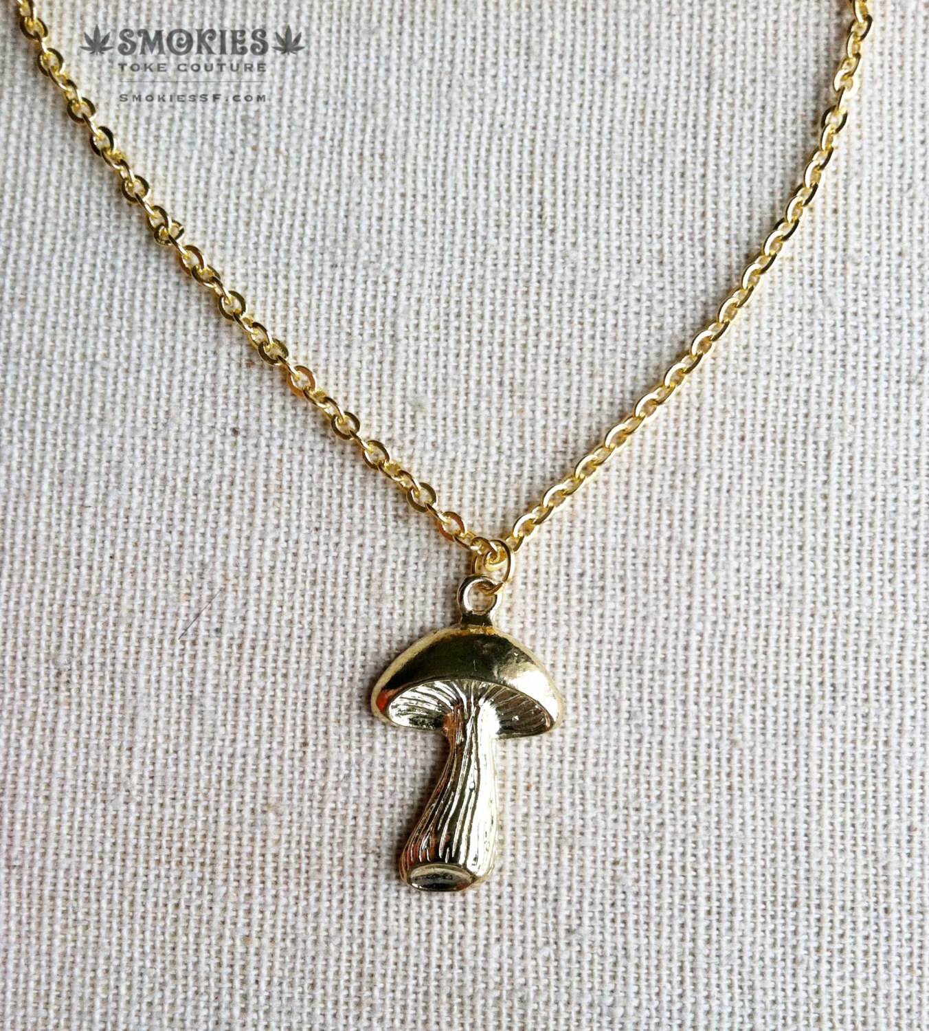 Mushroom Necklace 14k Gold Drugs Necklace Mushroom Jewelry Etsy UK