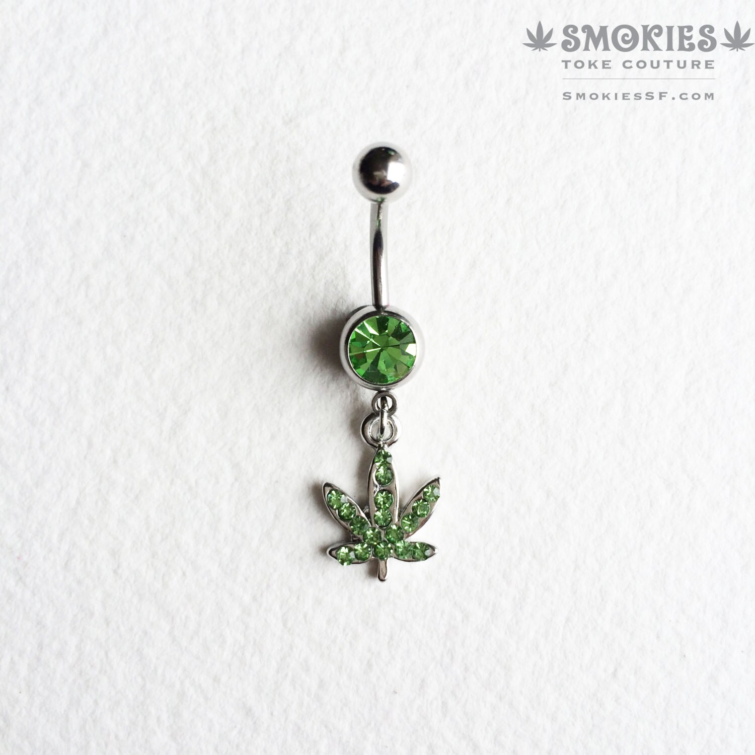 Green cute Marijuana leaf belly ring Belly Button Jewelry Etsy
