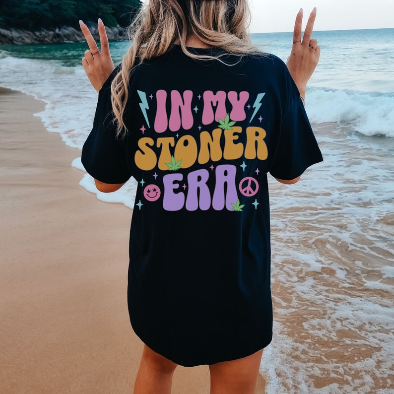 Cute Weed Shirt for Women Comfort Colors In My Stoner Era Aesthetic T Stoner Shirt for Women Words on Back Trendy Y2K Plus Size image 1