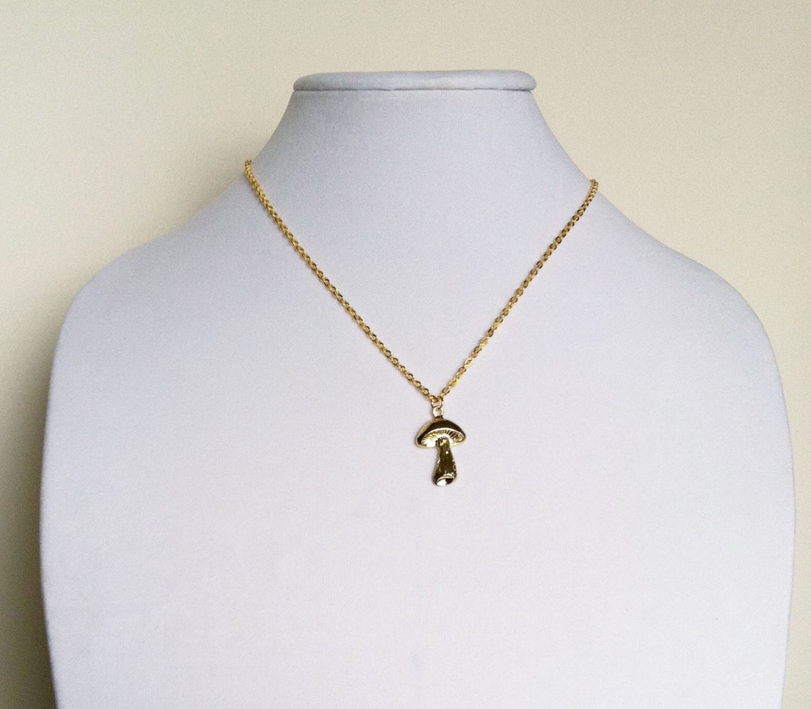 Mushroom Necklace 14k gold drugs necklace mushroom jewelry Etsy
