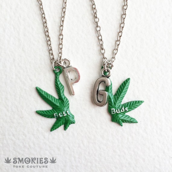 Custom BEST BUDS Marijuana Necklace best Friends Necklace Personalized name Stoner Gift Bff marijuana Jewelry Gift Weed Necklace Cannabis Etsy