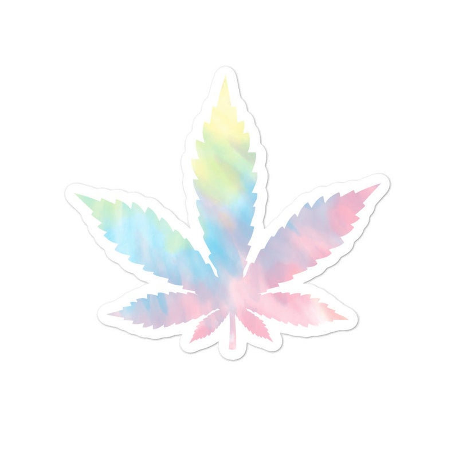 tie dye weed leaf rainbow weed sticker 3 55 inch 420 etsy
