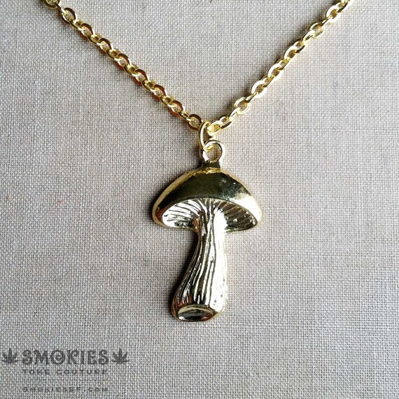 Mushroom Necklace 14k Gold Drugs Necklace Mushroom Jewelry Etsy UK