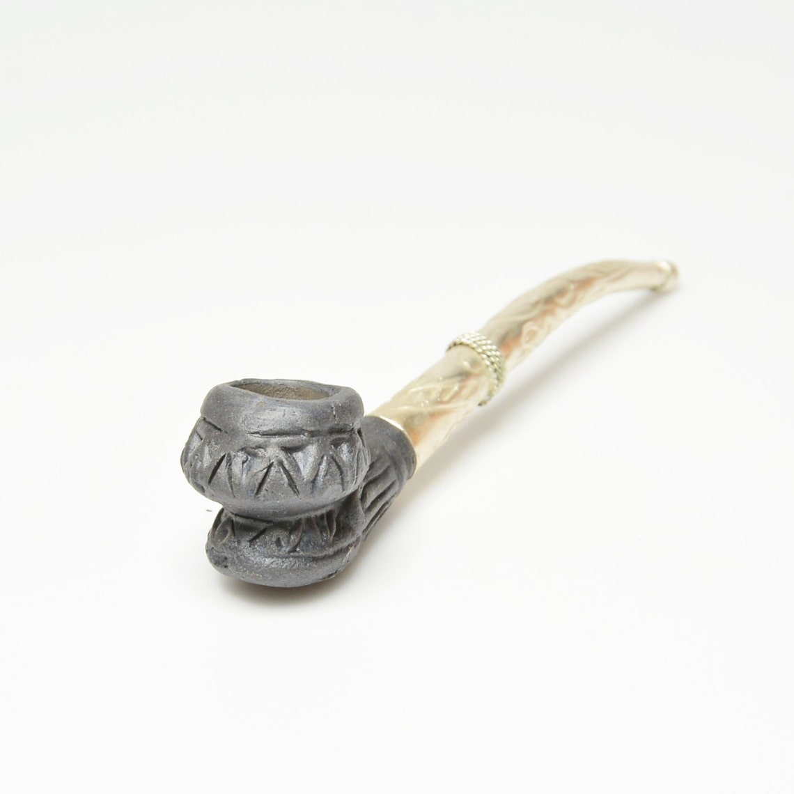 Mini Classic Clay Tobacco Smoking Pipe with Nickel Silver Etsy