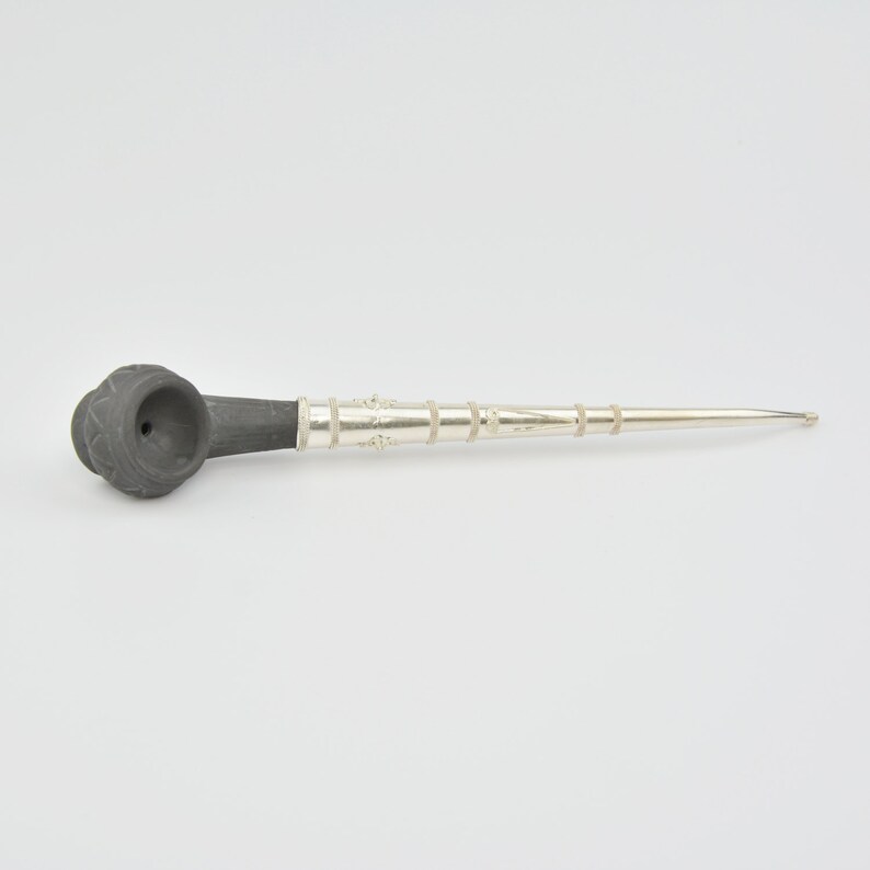 Super Vintage Clay Tobacco Pipe With Nickel Silver Pipe Etsy