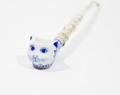 The Classic Cat Tobacco Smoking Pipe with Brass Silver Pipe Handle