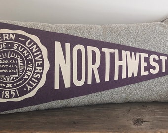 pennant pillow. Northwestern University vintage pennant. school pennant. school spirit. graduation. student. alumni.